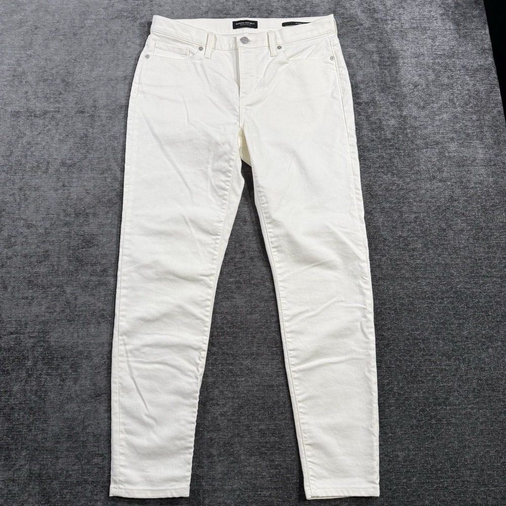 Banana Republic Premium Denim Skinny Jeans Women's Size 28 Winter White Stretch